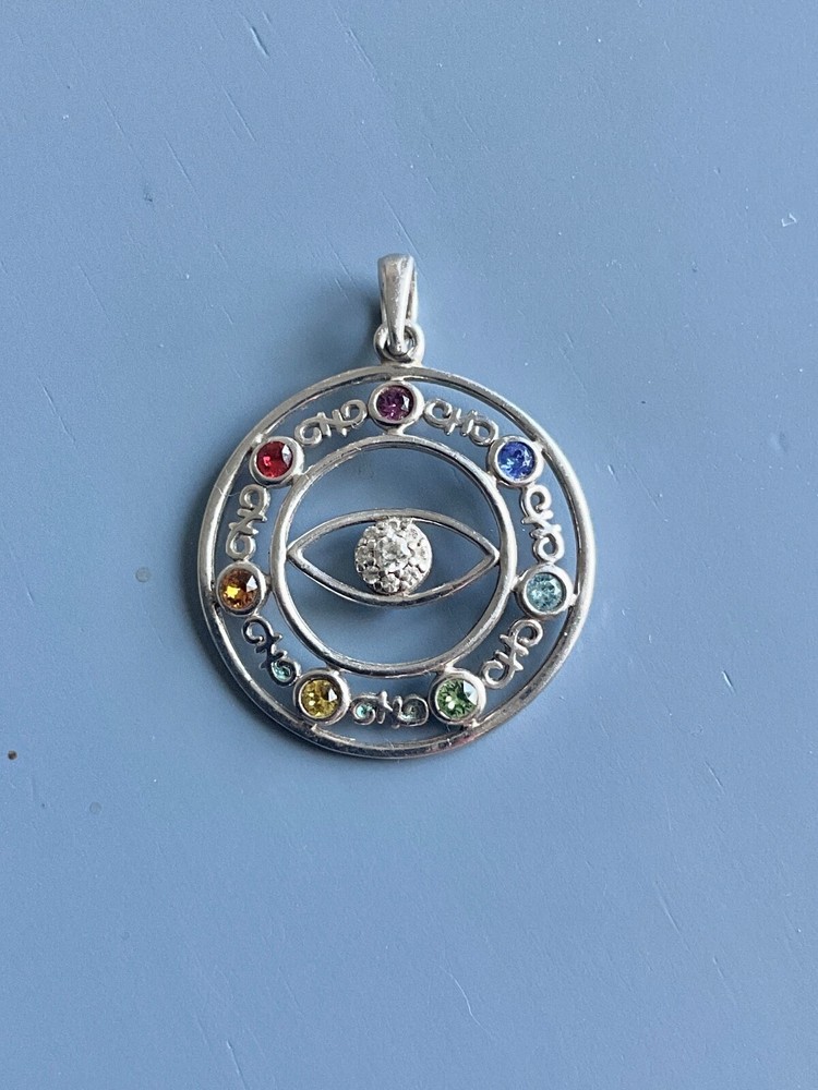 Pandora 925 Silver Multicolor Crystal Eye Medallion Locket Charm