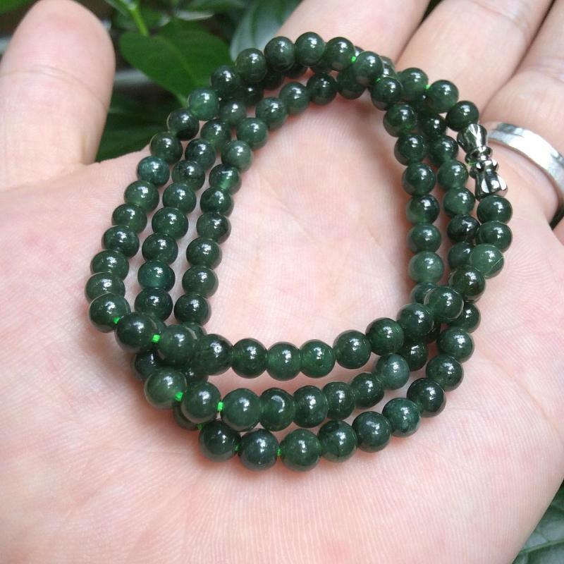 Certified Natural Green Jadeite 5-6MM Beaded 20-Inch Necklace