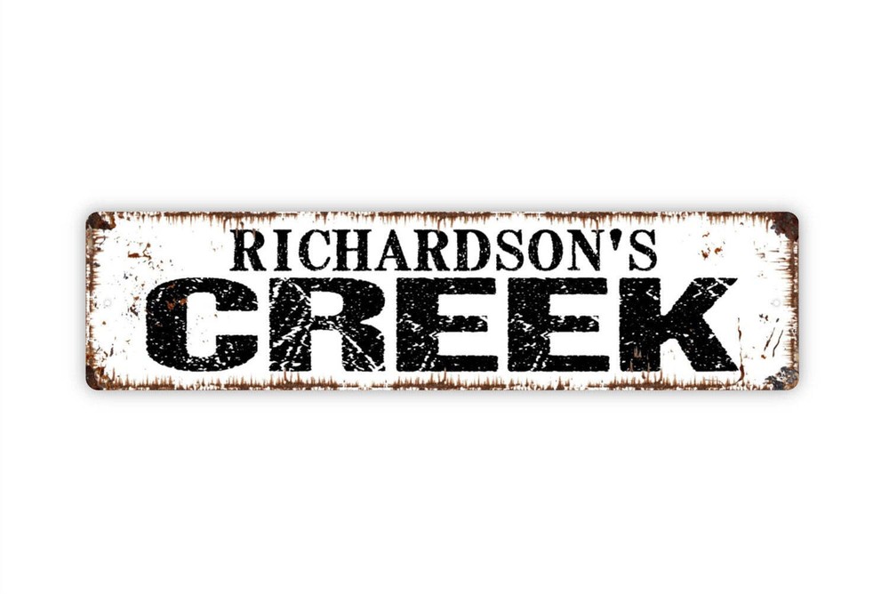 Personalized Creek Sign, Custom Metal Sign, Rustic Street Sign or Door Name
