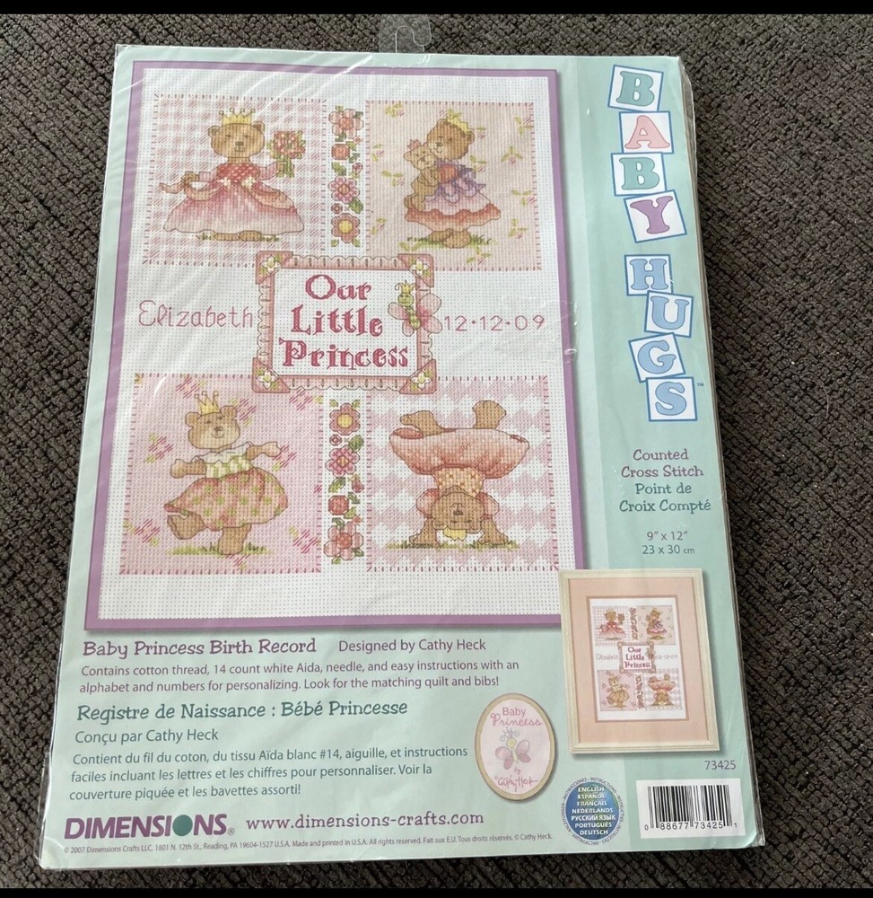 NIP Dimensions Our Little Princess Baby Birth Record Counted Cross Stitch 73425