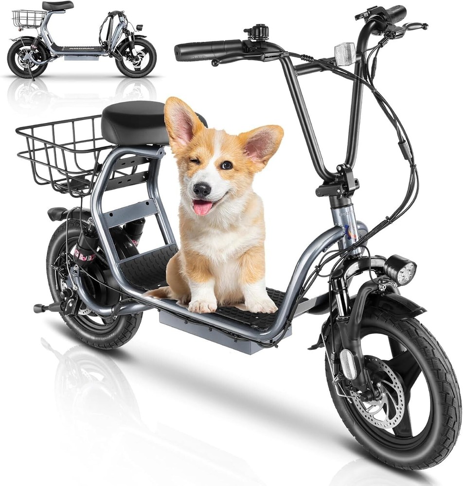 Peak 1200W 14-Inch Fat Tire Foldable Electric Scooter with Seat for Adults  