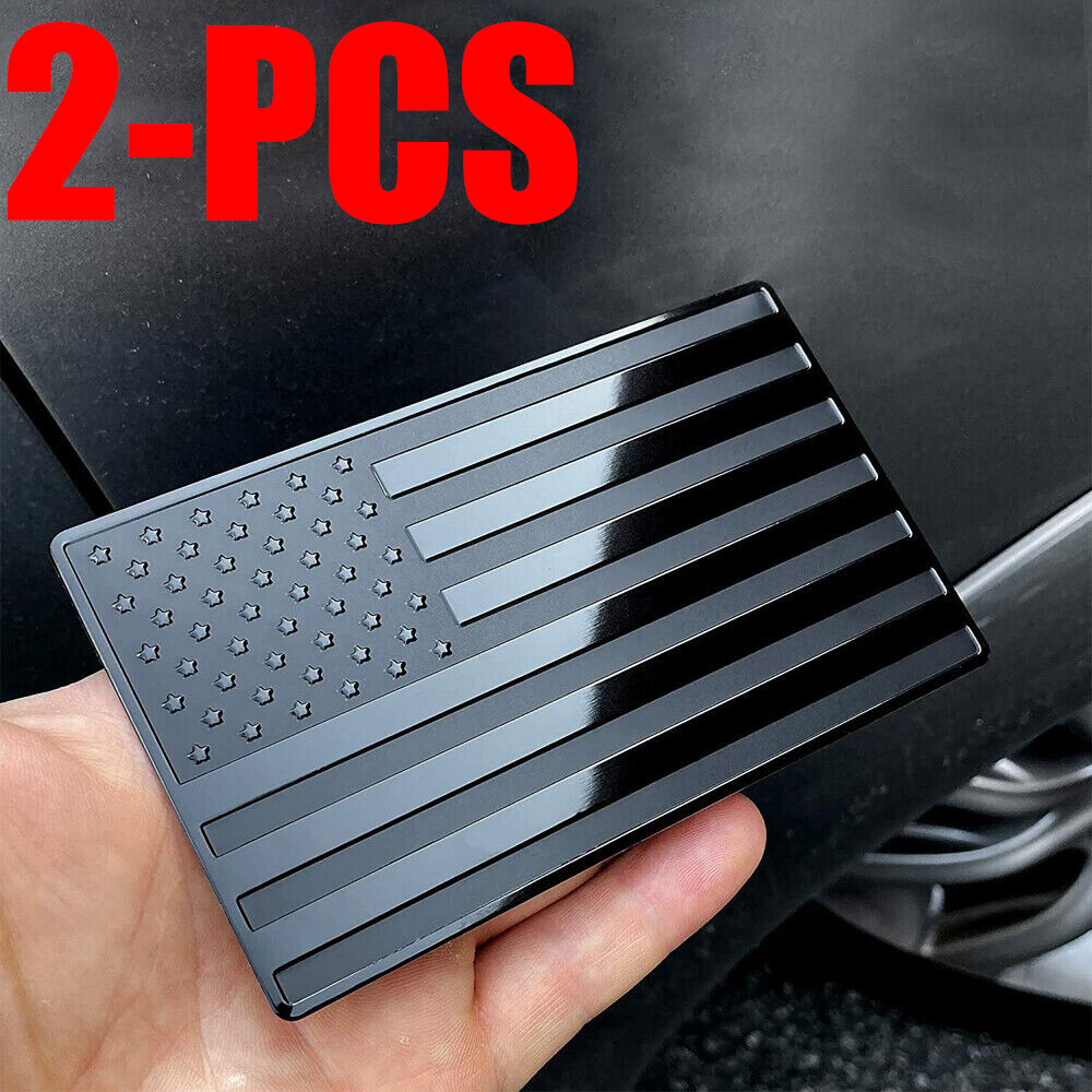 2Pcs Car Truck Metal USA Flag Sticker  American Decal Body Emblem Accessories