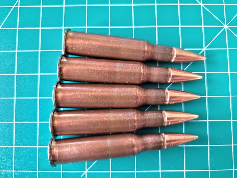 7.62x54R SNAP CAPS SET OF 5 Safety Training Copper Washed Mosin Nagant