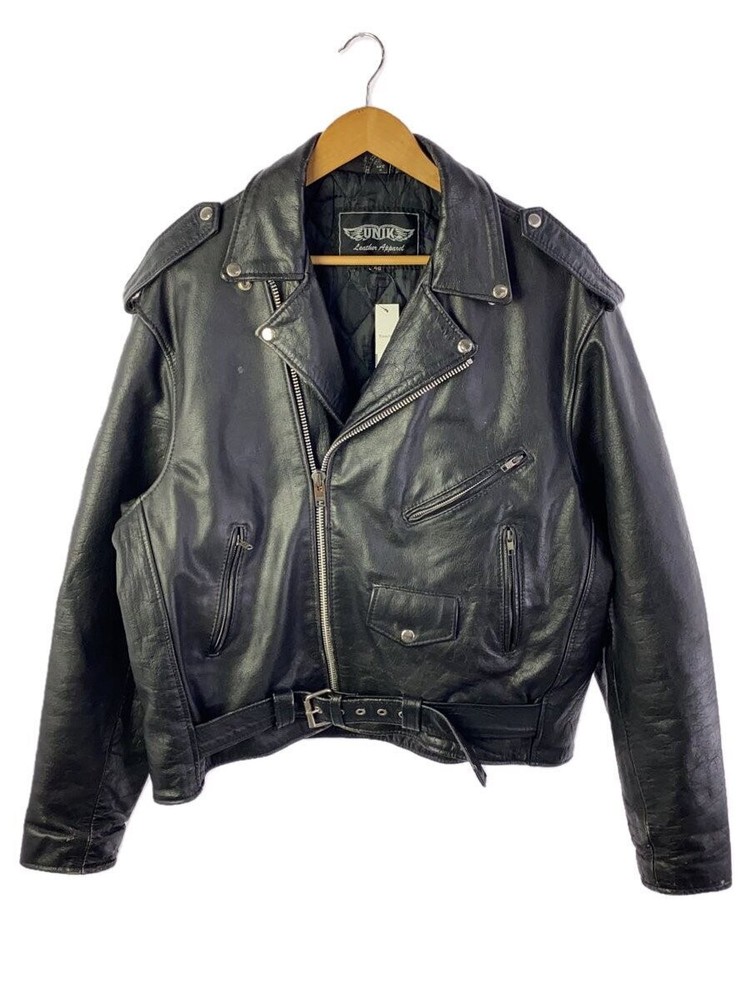 90s Unik Black Plain Leather Apparel Size 48 Style 2296