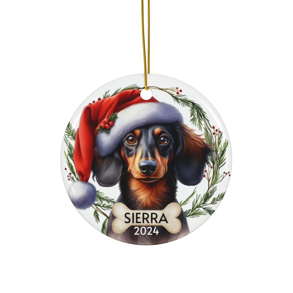Custom Dachshund Christmas Ornament with Santa Hat - Personalized Pet Gift-image