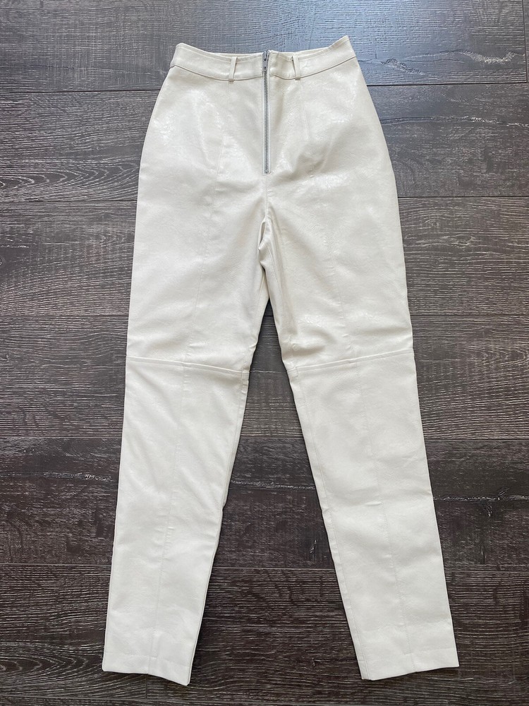 Lovers + Friends Beige Faux Leather Pants for Women in Size XS