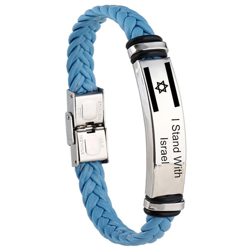 I Stand with Israel Bracelet,Israel Flag Bracelet Stainless Steel Handmade Le...