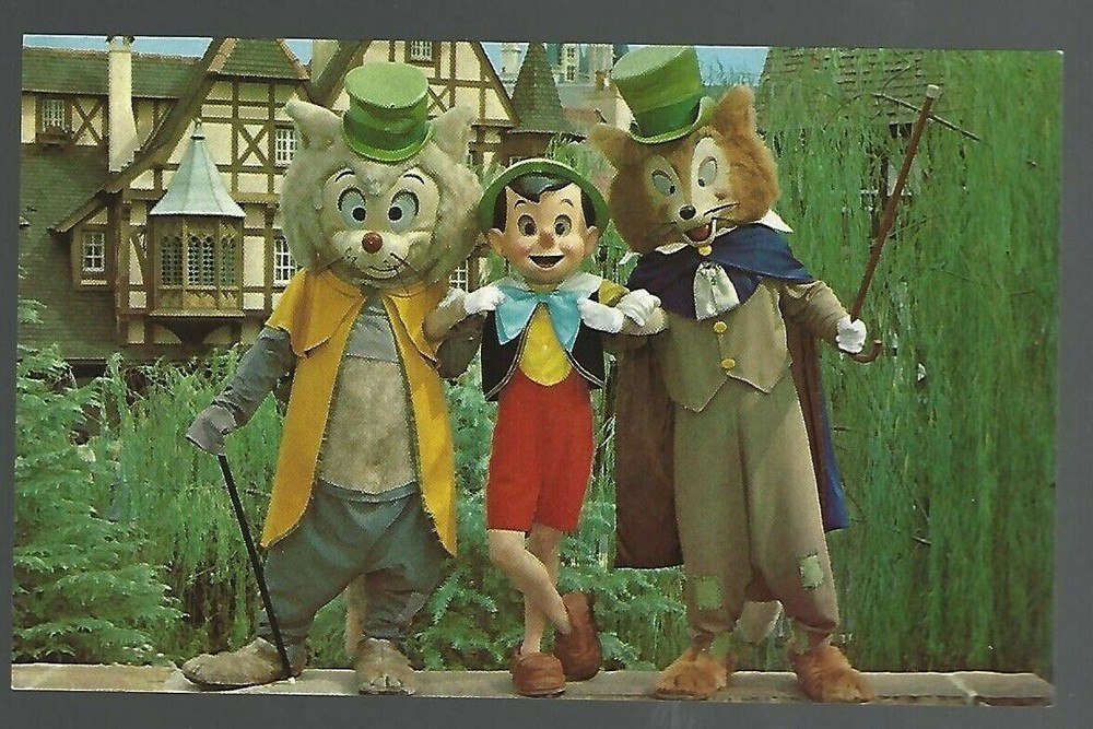 Vintage Disney Pinocchio Foulfellow Gideon Fantasyland Postcard