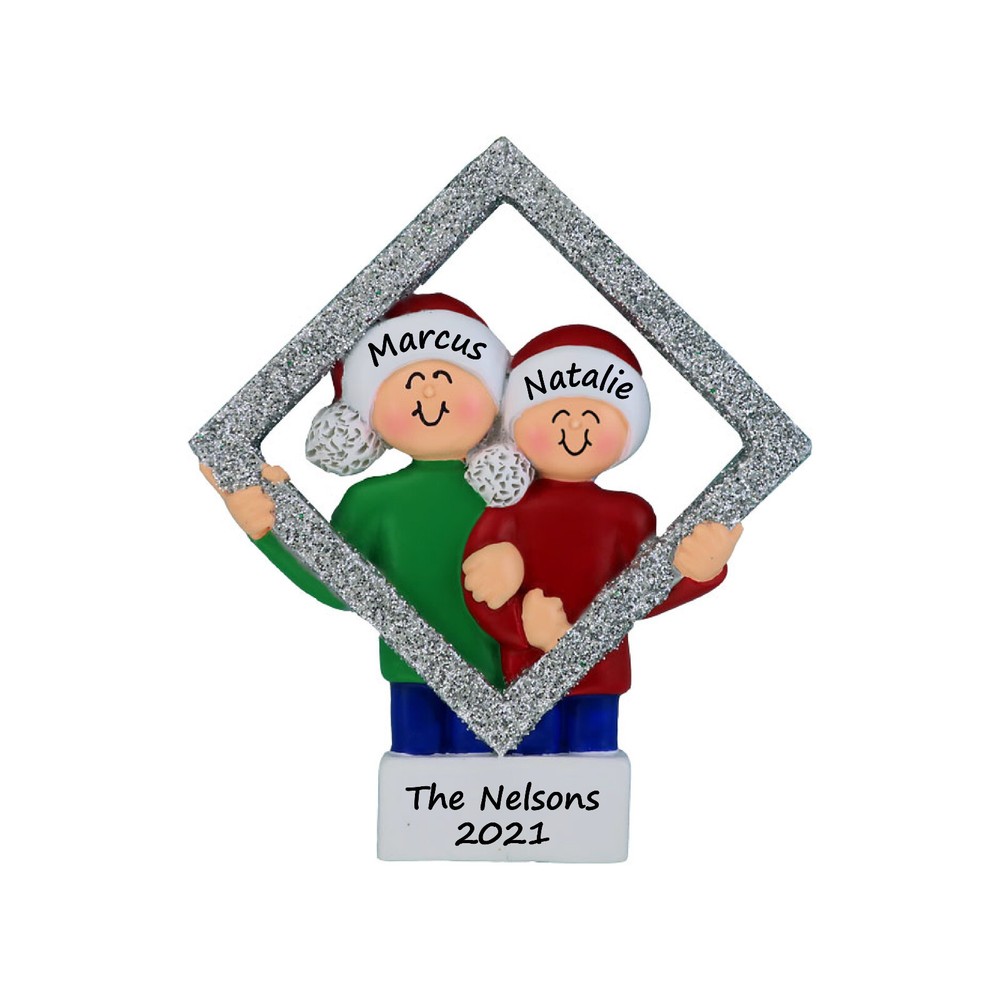 Custom Christmas Ornament with Couple Photo Frame-image