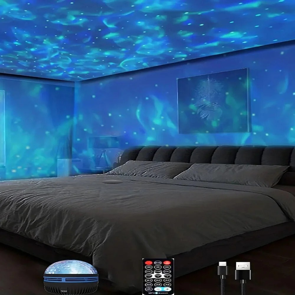 Star & Galaxy Projector – 7-Color Ocean Wave Night Light for Magical Room Décor!