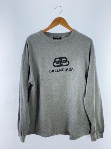Balenciaga Grey BB Logo Cotton Long Sleeve T-Shirt Size L
