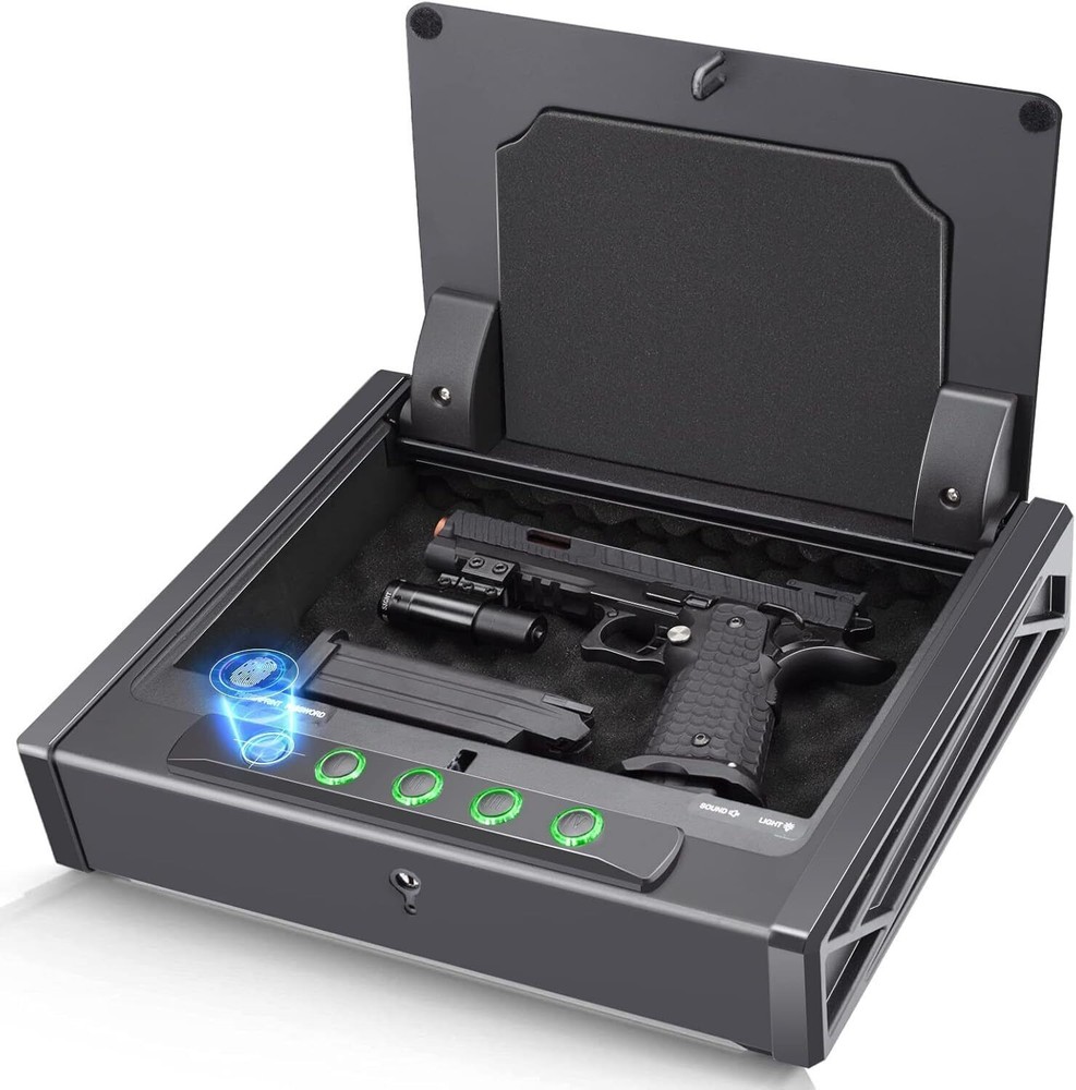 Biometric Fingerprint Gun Safe for 3 Pistols Safe W/ 3 Quick Access Handgun Safe-image