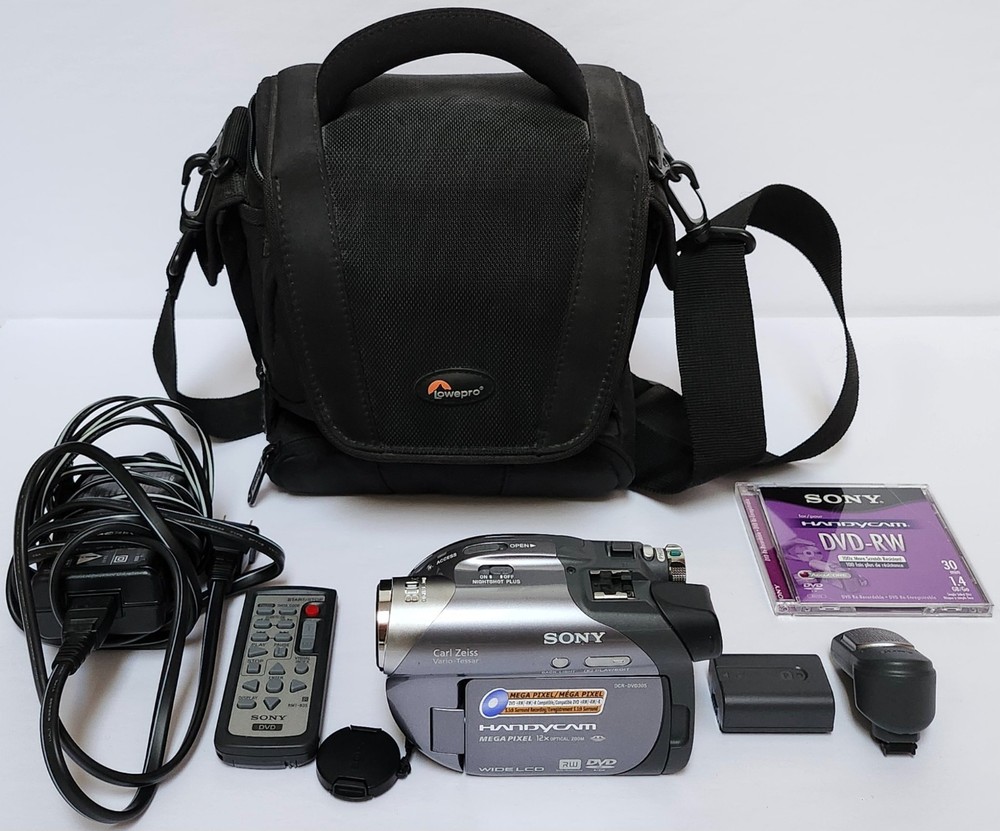 Sony Handycam DCR-DVD305 Camcorder Silver Tested W/ Battery, Charger Bundle
