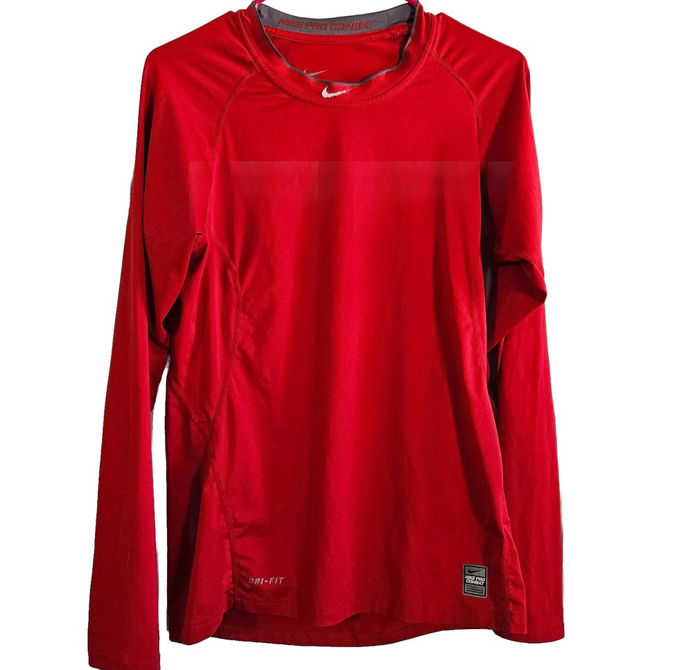 Nike Mens Shirt Top Pro Combat Dri-fit Fitted S Compression Red Base Layer