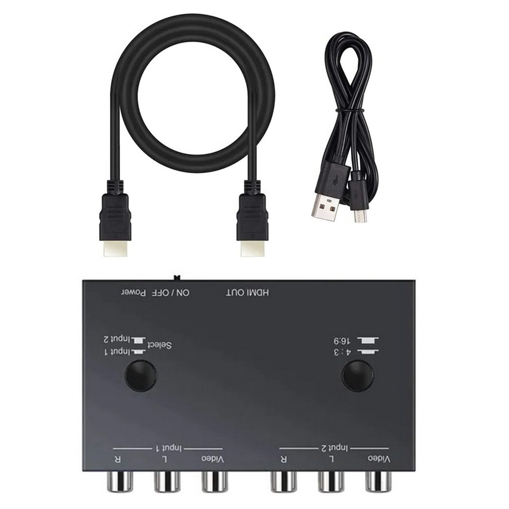 2RCA to HDMI Converter with Dual AV Inputs and Switch Function  