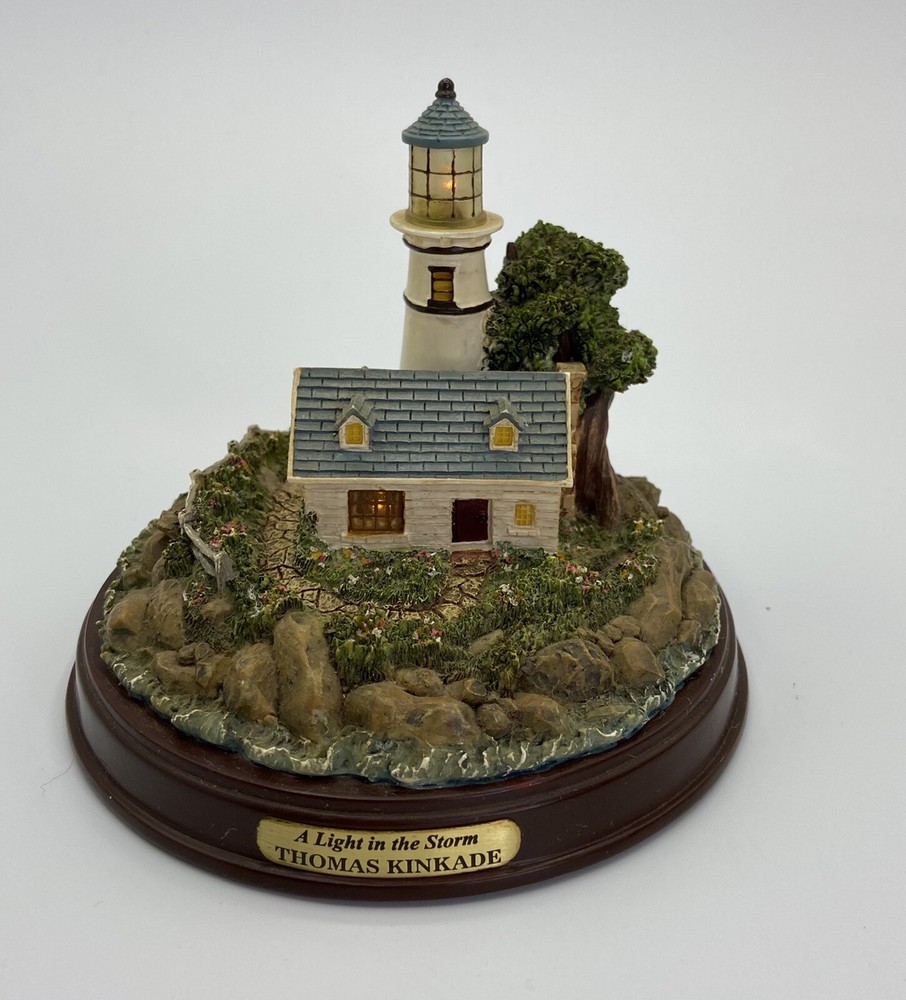 Thomas Kincade A Light in the Storm Lighthouse Figurine with Battery Operation