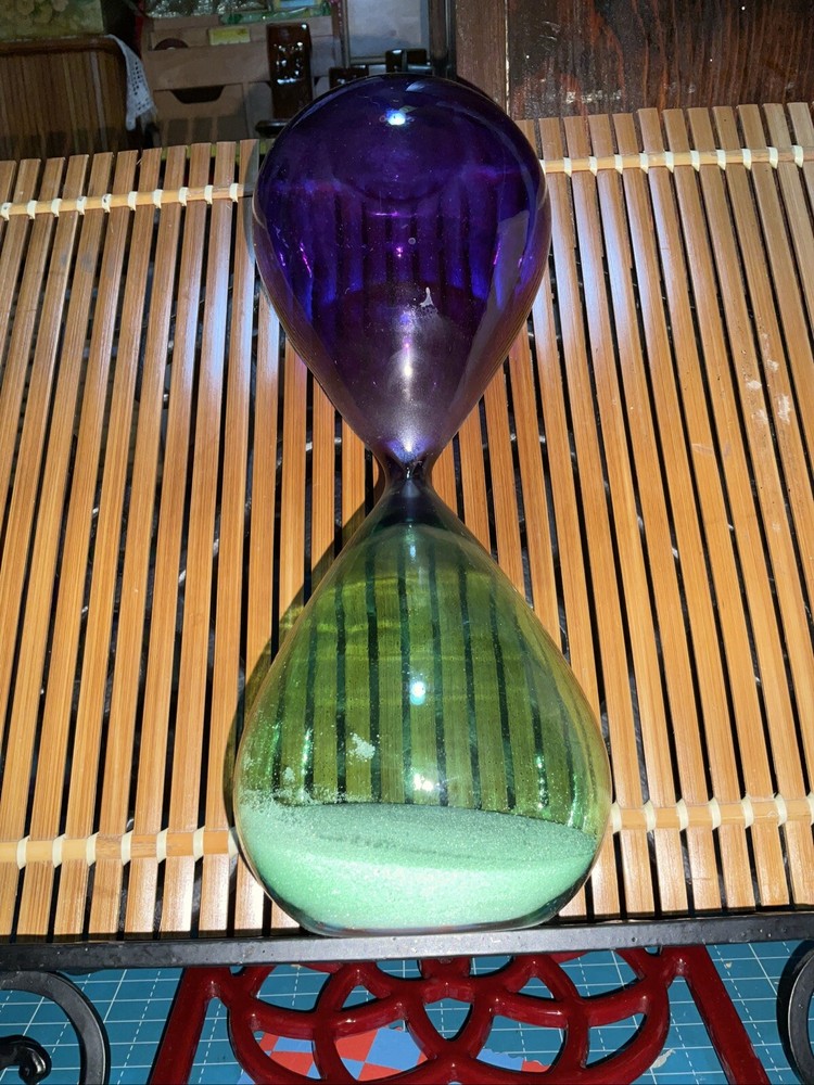 30 Minute Modern Half Hour Glass Timer Tiffany Blue Sand Silver Splatter Sponge