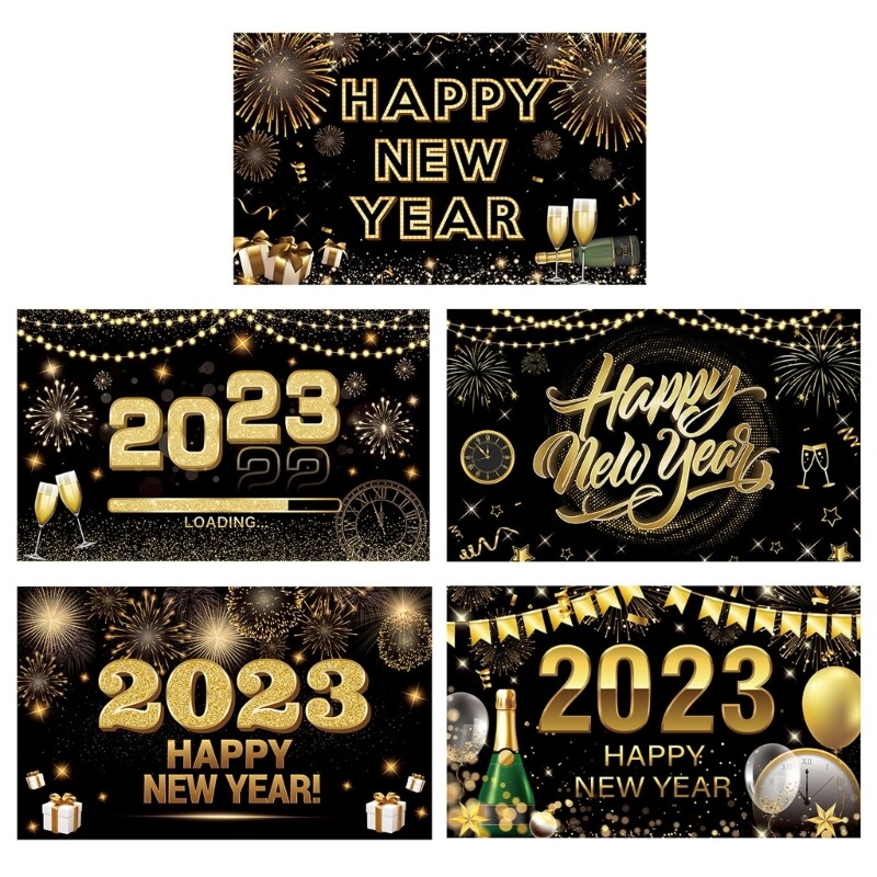 Happy New Year Backdrop Banner Sign Photo Props Party Decoration