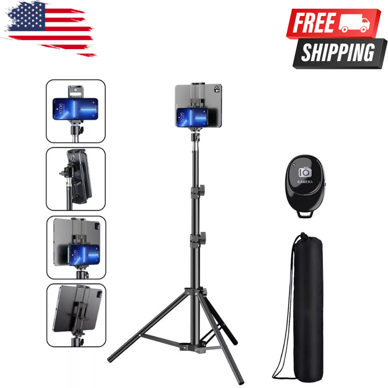 52’’ Adjustable Tripod Stand for iPhone w/ Remote, Travel Selfie Stand for Video