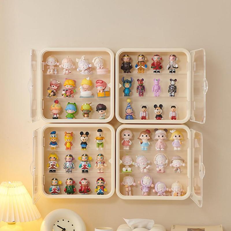 Transparent Wall Mounted Acrylic Doll Storage Box, Adjustable Display Stand