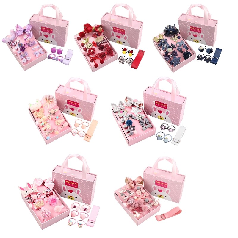 Elastic Bowknot Scrunchies with Flower Hair Clips for Stylish Hair Ties