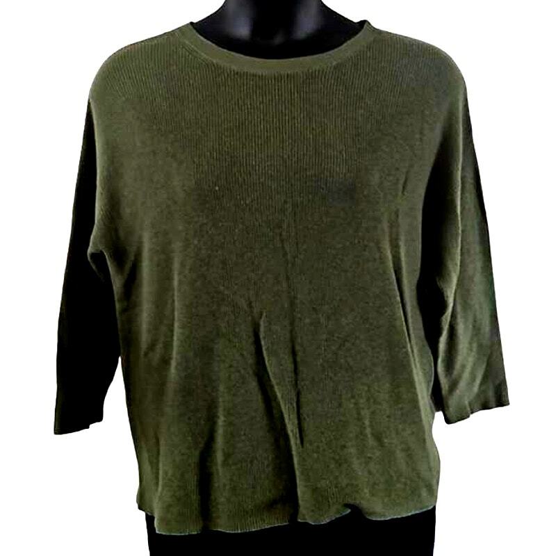 Halogen Women’s Crew Neck Lightweight Sweater - Size XL, Dark Green
