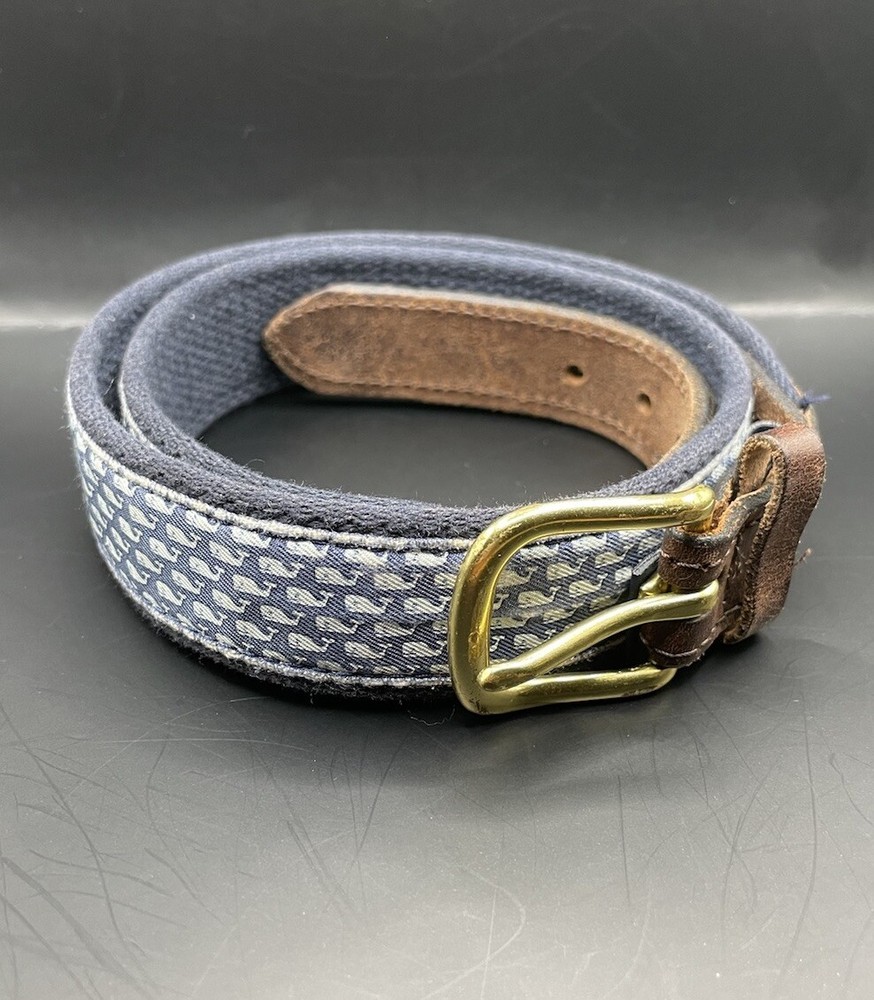 Vineyard Vines Whale Pattern Classic Mens Graphic Belt USA Made 30w