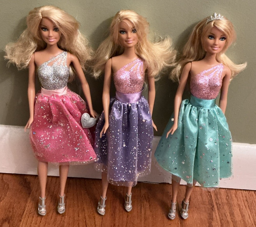Lot of 3 princess magic blingdom barbie Silver & Pink Painted Top