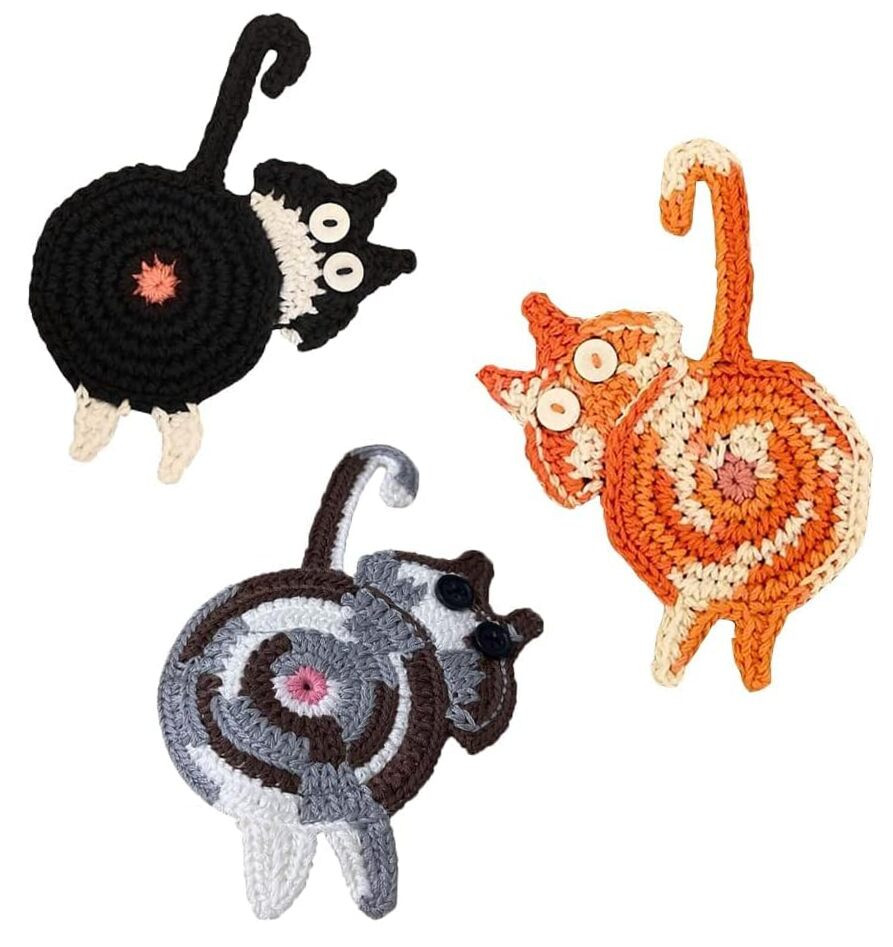 Drink Coaster | Cat Gifts for Cat Lovers,Fun Woven Creative Coasters,Cute
