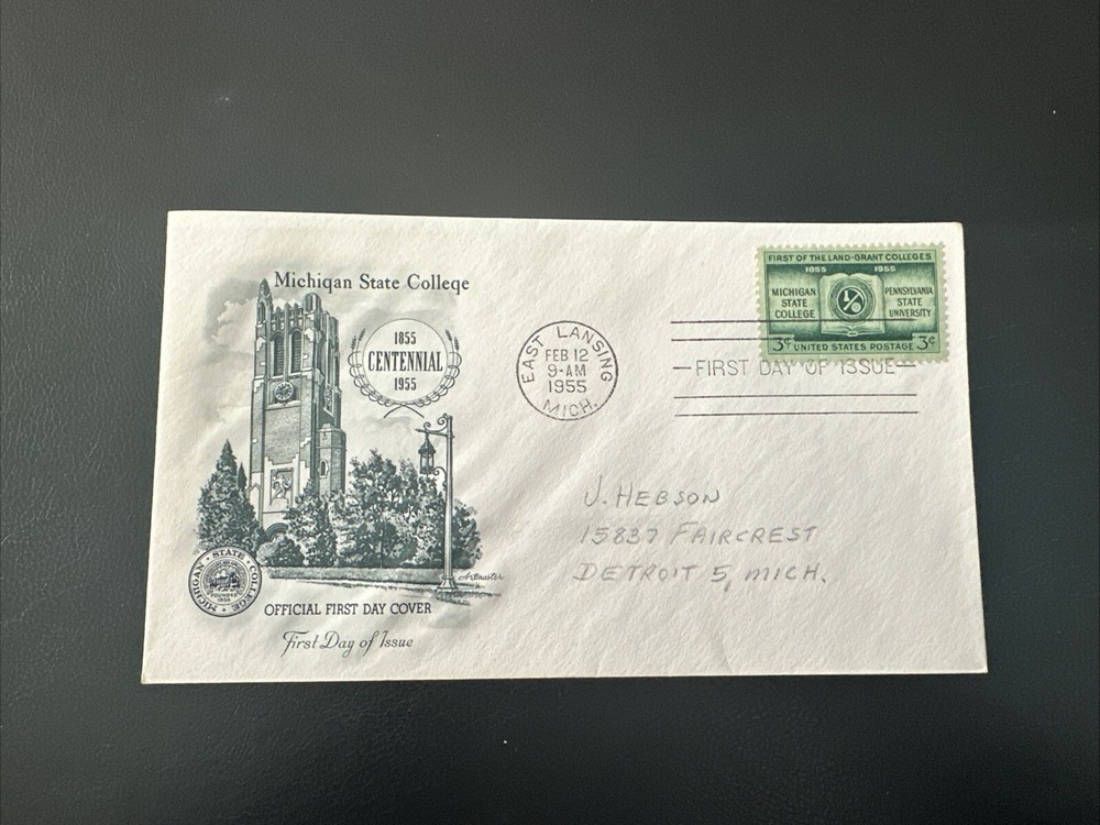 FDC~1955 MICHIGAN STATE COLLEGE CENTENNIAL 1855-1955
