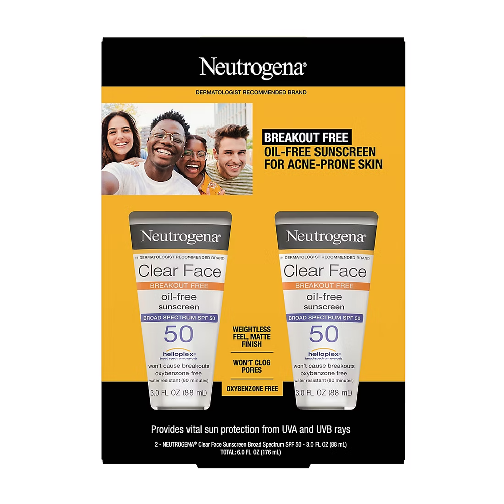 Neutrogena Oil-Free Clear Face Sunscreen Lotion 2-Pack No CA Shipping
