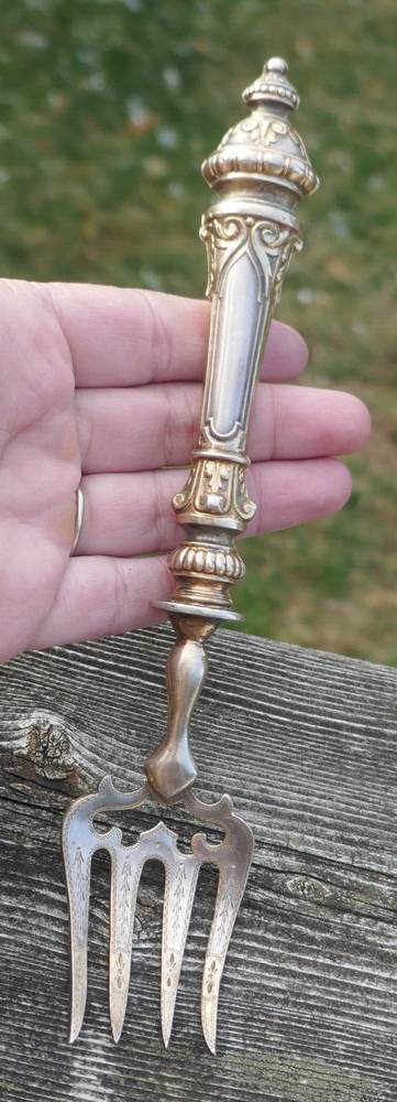 Antique 18th Century Continental Silver Serving Fork - 8.75