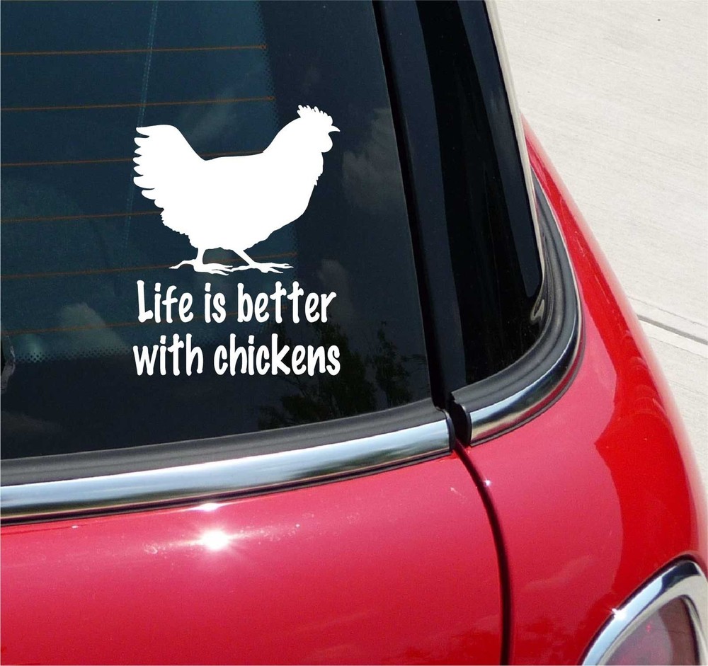 LIFE IS BETTER WITH CHICKENS FARM CUTE FUNNY GRAPHIC DECAL STICKER DECOR