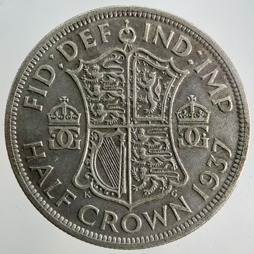 1937 King George VI Silver Half-Crown Fine Collectible British Coin