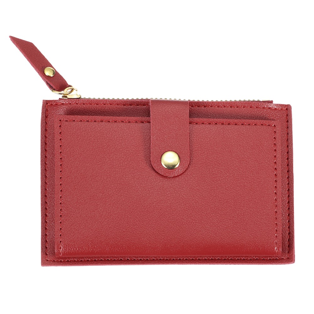 Slim Red Cotton Zipper Card Holder for Men with Coin Pocket  -image