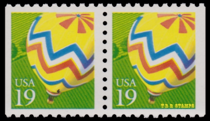 2530 Hot Air Balloon 19c Attached Pair From Vending Booklet 1991 MNH - Buy Now-image