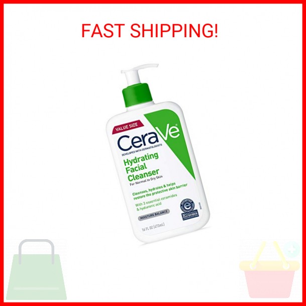 CeraVe Hydrating Facial Cleanser for Dry Skin with Hyaluronic Acid