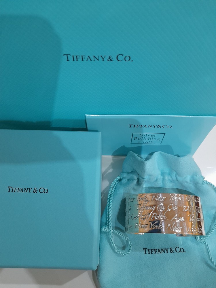 Tiffany&Co. 925 SterlingSilver New York Notes Script WideCuff Bracelet 1997 Rare
