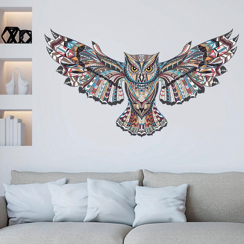 Figurine Animal Owl Plastic Multicolor Modern Wall Mount Small Sticker Decor