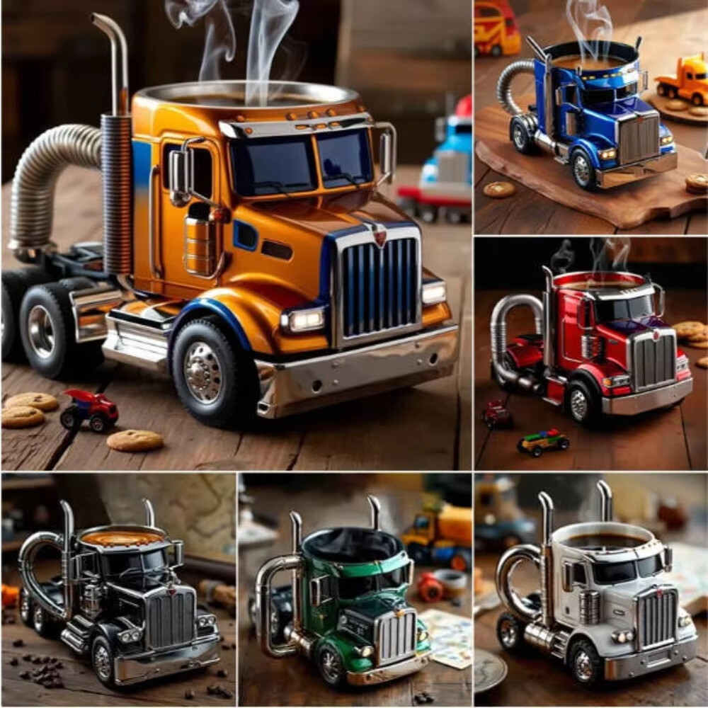 Durable Handcrafted Semi-Truck Coffee Mug for Truckers