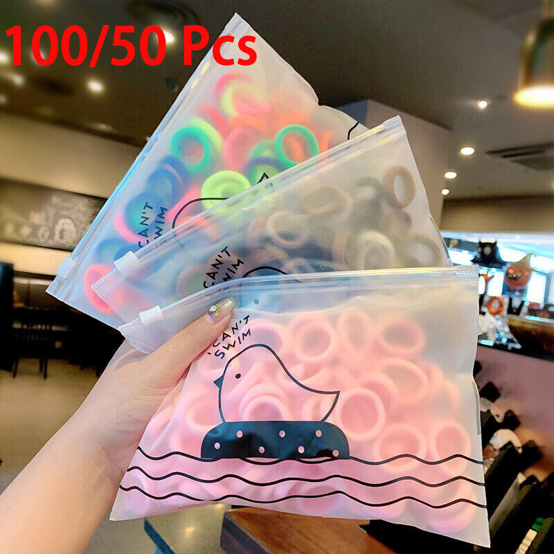 50-100PCS Stretchy Hair Ties Ponytail Holders Soft Scrunchies for Women Girls