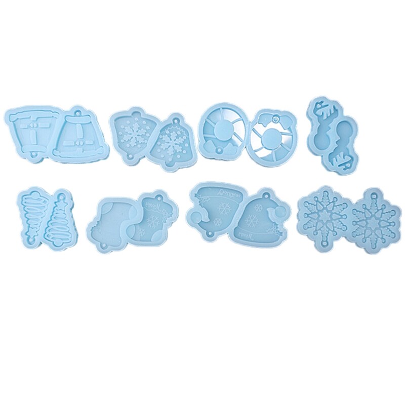 Festive Christmas Earrings Keychain Silicone Mold for DIY Resin Crafts