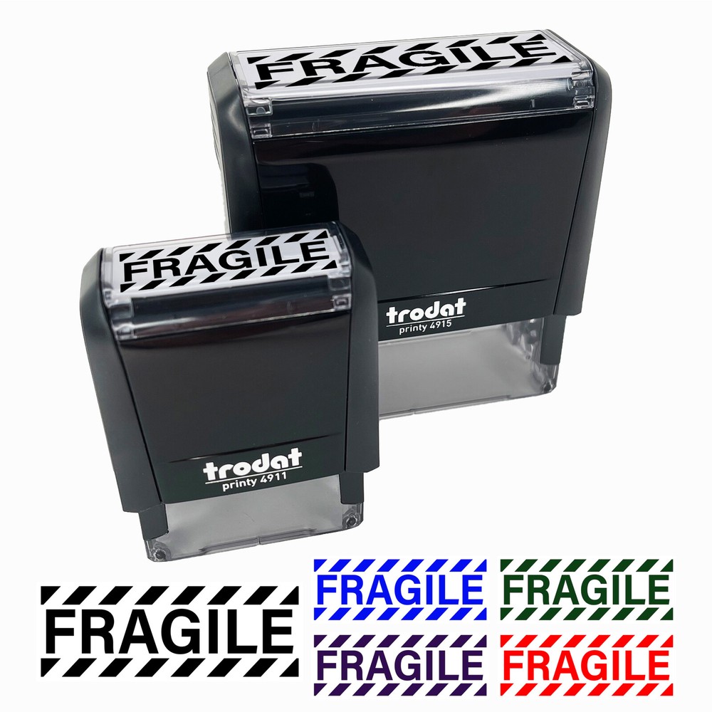 Fragile Warning Border Label Package Box Self-Inking Rubber Stamp Ink Stamper