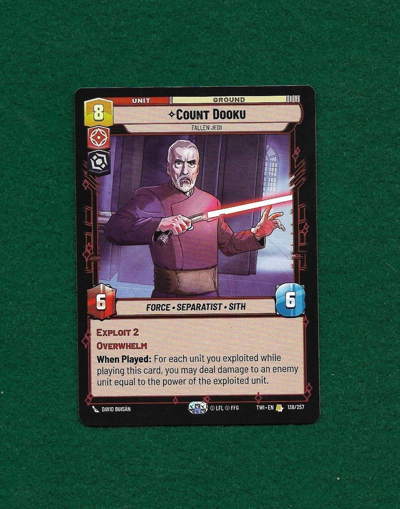 STAR WARS UNLIMITED COUNT DOOKU #138 TWILIGHT OF THE REPUBLIC RARE