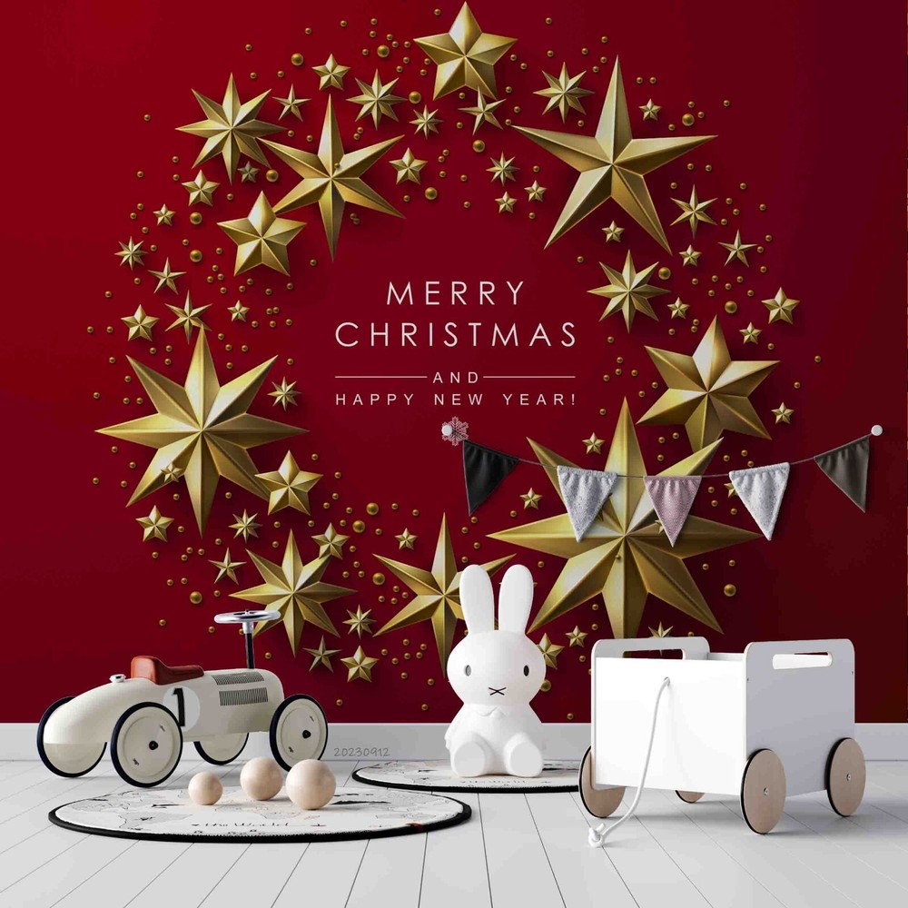 3D Red Christmas Star Decoration Wall Murals Wallpaper Murals Wall Sticker