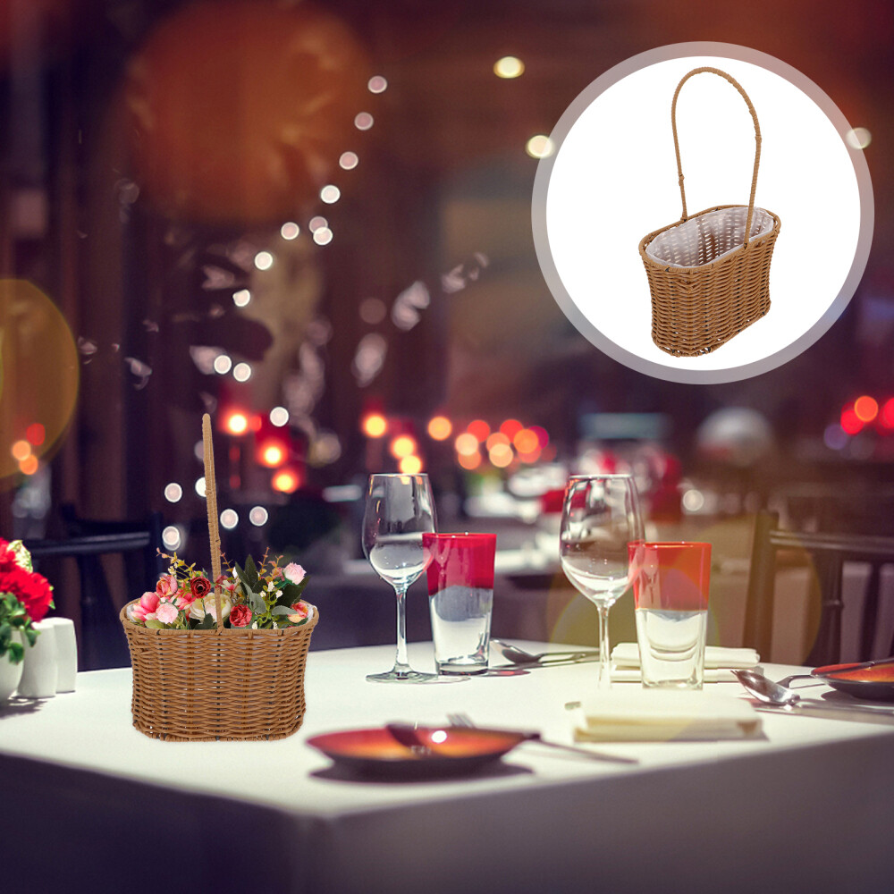 Picnic Straw Basket Rattan Kitchen Organizer Rustic Housewarming Gift for Home Decor