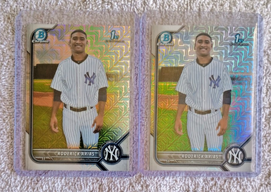 2 RODERICK ARIAS 2022 BOWMAN CHROME MEGA MOJO REFRACTOR RC LOT # BCP153 YANKEES