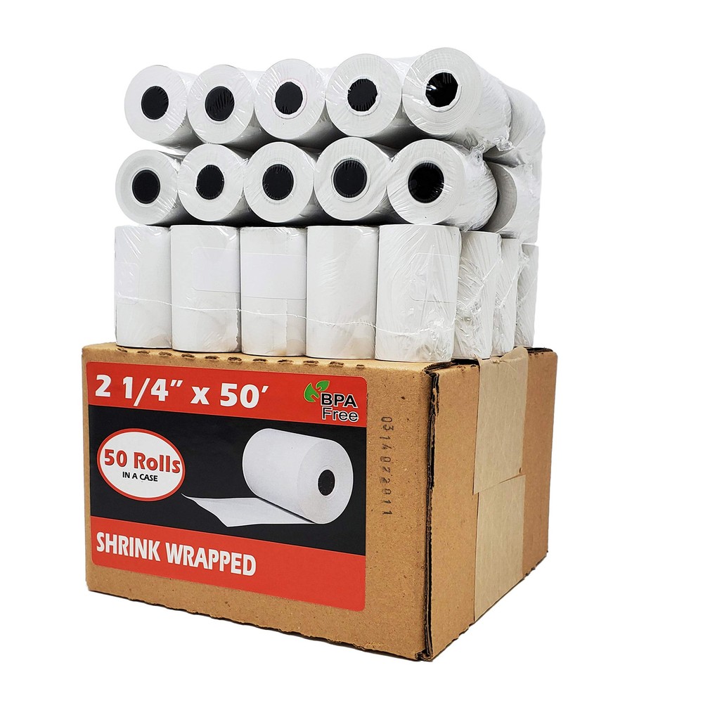 50 Rolls 2 1/4 x 50 Thermal Receipt Paper 55 GSM Premium Quality Germ Resistant  