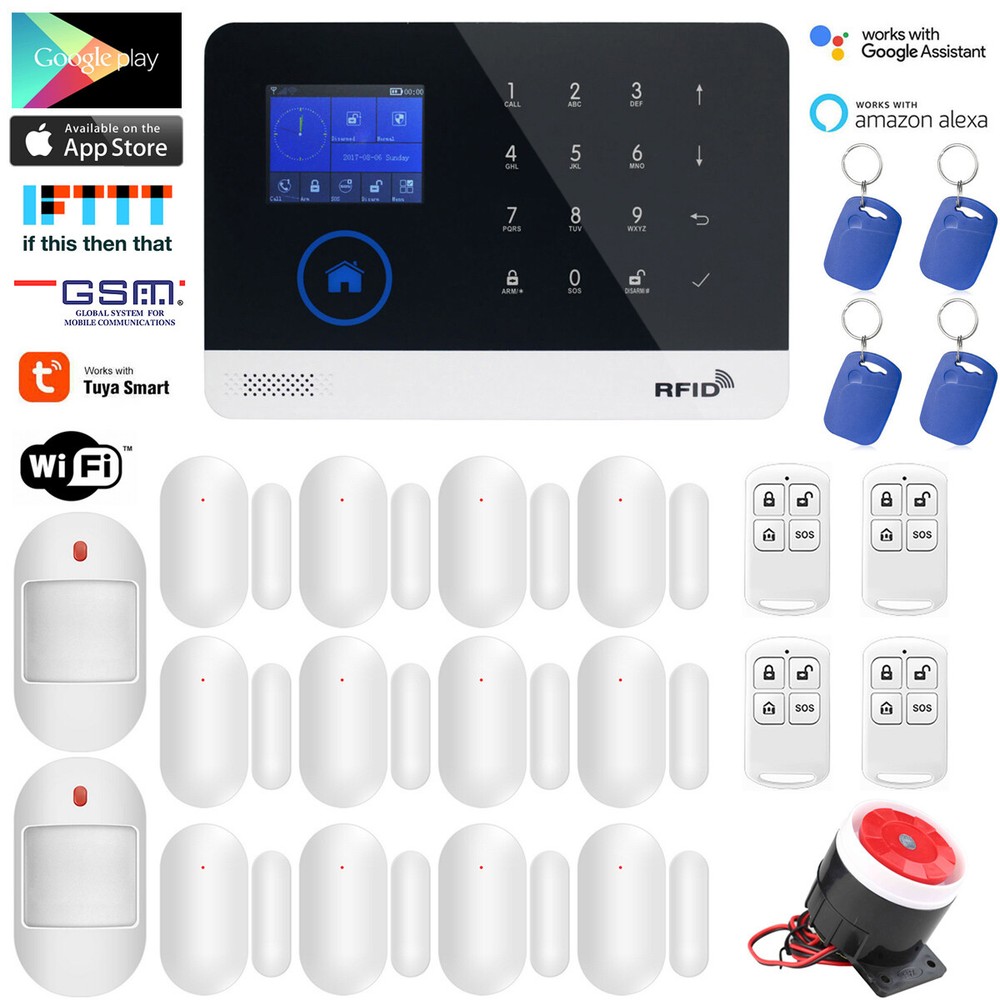 B03 Tuya IP WiFi Cloud APP GSM RFID Wireless Home Security Alarm Burglar System