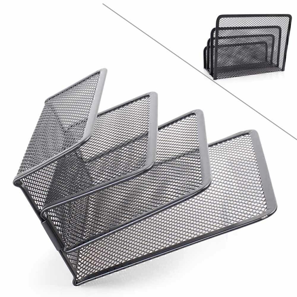 Black Mesh Letter Paper File Organizer Desktop Storage Tray Office